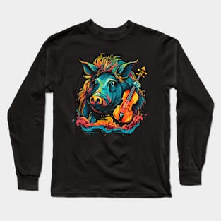 Warthog Playing Violin Long Sleeve T-Shirt